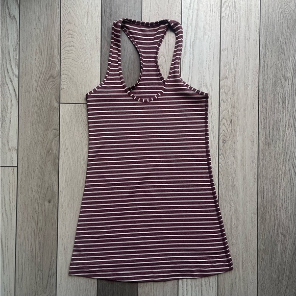 Lululemon Striped Racerback Tank Top - Maroon and White - Picture 1 of 3